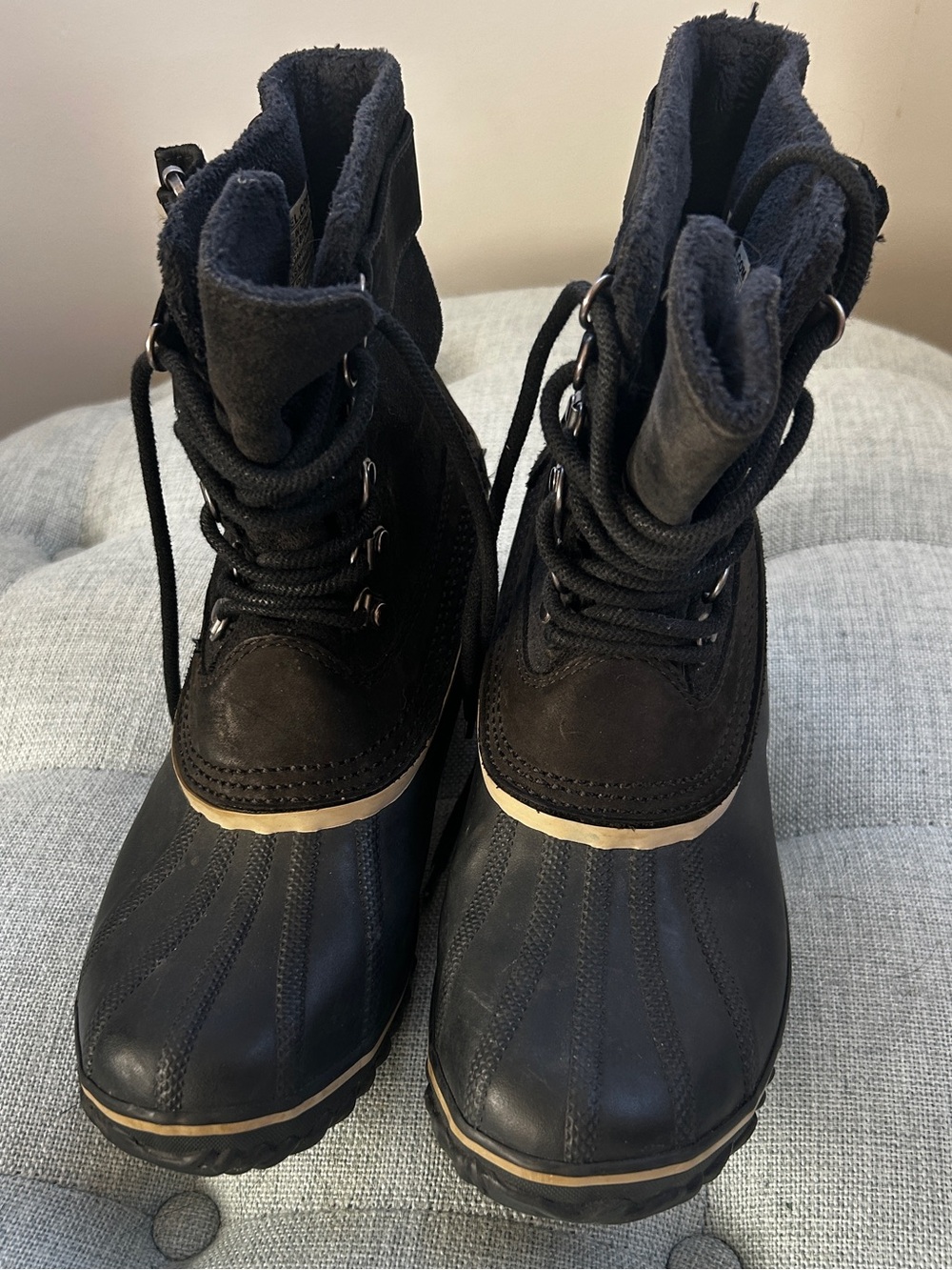 Sorel Winter Fancy Lace II Black Waterproof Duck Boots Women’s 8.5